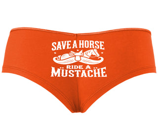 Save A Horse Ride A Mustache - Orange Boyshort