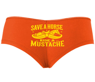 Save A Horse Ride A Mustache - Orange Boyshort