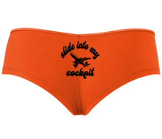 Slide Into My Cockpit - Orange Boyshort