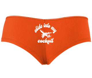 Slide Into My Cockpit - Orange Boyshort