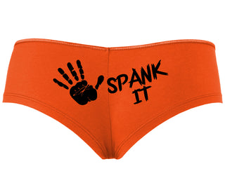 Spank It - Cute Hand Print - Orange Boyshort