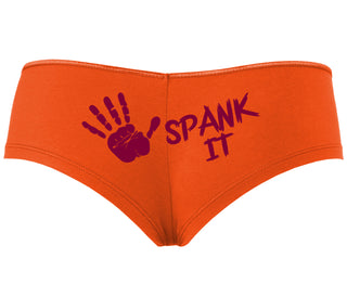 Spank It - Cute Hand Print - Orange Boyshort