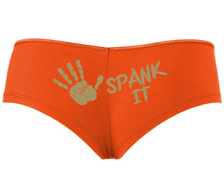 Spank It - Cute Hand Print - Orange Boyshort