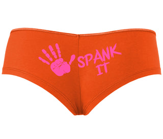Spank It - Cute Hand Print - Orange Boyshort