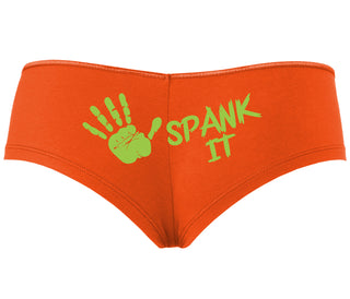 Spank It - Cute Hand Print - Orange Boyshort