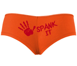 Spank It - Cute Hand Print - Orange Boyshort