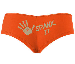 Spank It - Cute Hand Print - Orange Boyshort