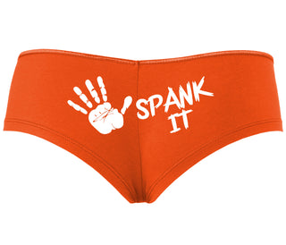 Spank It - Cute Hand Print - Orange Boyshort