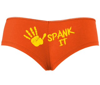 Spank It - Cute Hand Print - Orange Boyshort