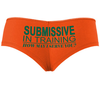 Submissive In Training How May I Serve You - Orange Boyshort
