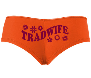 TradWife - Flower Design - Orange Boyshort