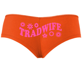 TradWife - Flower Design - Orange Boyshort