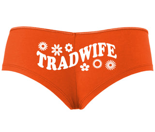 TradWife - Flower Design - Orange Boyshort