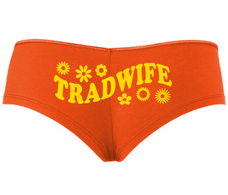 TradWife - Flower Design - Orange Boyshort