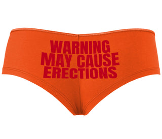 Warning May Cause Erections - Orange Boyshort