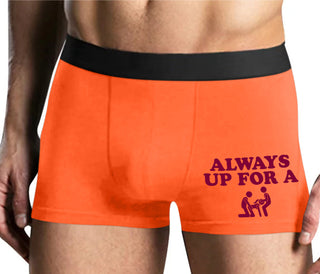 Always Up For A Threesome - Mens Orange Boxer Brief