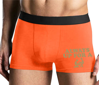 Always Up For A Threesome - Mens Orange Boxer Brief