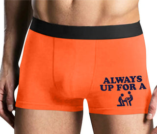 Always Up For A Threesome - Mens Orange Boxer Brief