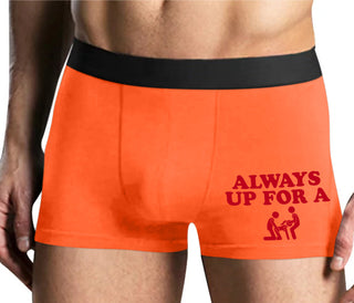 Always Up For A Threesome - Mens Orange Boxer Brief