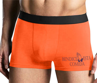 Bendice Esta Comida - Bless This Meal - Mens Orange Boxer Brief