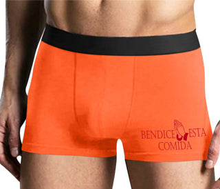 Bendice Esta Comida - Bless This Meal - Mens Orange Boxer Brief
