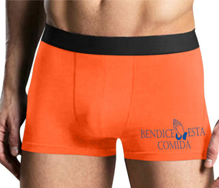 Bendice Esta Comida - Bless This Meal - Mens Orange Boxer Brief