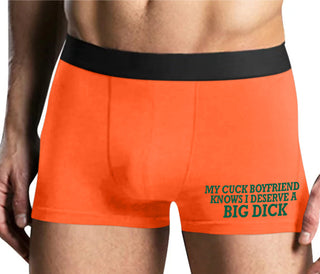 My Cuck Boyfriend Knows I Deserve A Big Dick - Mens Orange Boxer Brief