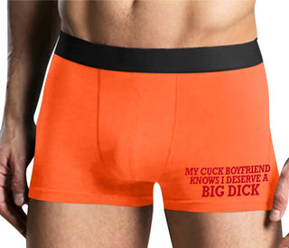 My Cuck Boyfriend Knows I Deserve A Big Dick - Mens Orange Boxer Brief