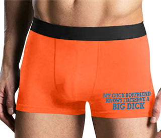 My Cuck Boyfriend Knows I Deserve A Big Dick - Mens Orange Boxer Brief