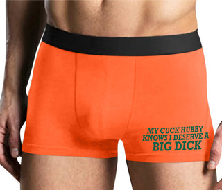 My Cuck Husband Knows I Deserve A Big Dick - Mens Orange Boxer Brief
