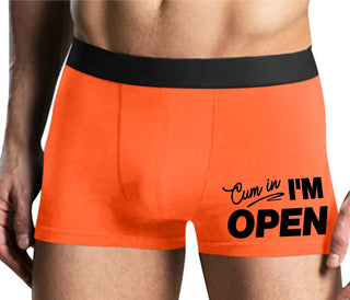 Cum In I'm Open - Mens Orange Boxer Brief