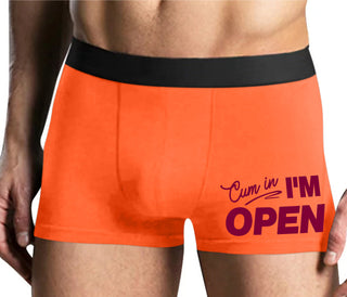 Cum In I'm Open - Mens Orange Boxer Brief