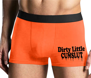Dirty Little Cumslut - Mens Orange Boxer Brief
