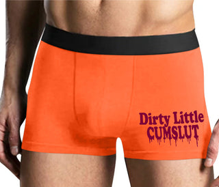 Dirty Little Cumslut - Mens Orange Boxer Brief