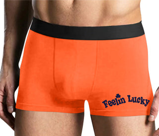 Feeling Lucky Shamrock - Mens Orange Boxer Brief