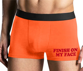 Finish On My Face - Mens Orange Boxer Brief