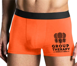 Group Therapy - Sharing Is Caring - Mens Orange Boxer Brief