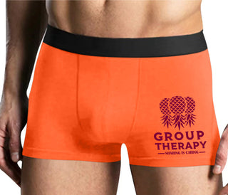 Group Therapy - Sharing Is Caring - Mens Orange Boxer Brief