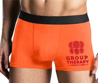Group Therapy - Sharing Is Caring - Mens Orange Boxer Brief