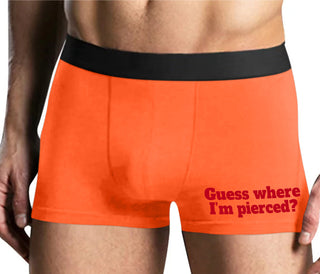 Guess Where I'm Pierced - Mens Orange Boxer Brief