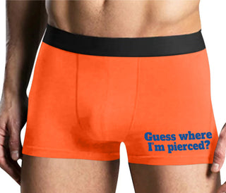 Guess Where I'm Pierced - Mens Orange Boxer Brief