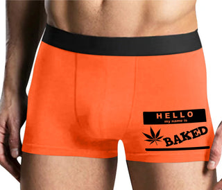 Hello My Name Is Baked - Mens Orange Boxer Brief