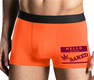 Hello My Name Is Baked - Mens Orange Boxer Brief