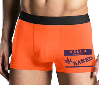 Hello My Name Is Baked - Mens Orange Boxer Brief