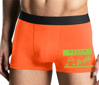 Hello My Name Is Drunk - Mens Orange Boxer Brief