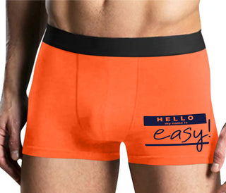 Hello My Name Is Easy - Mens Orange Boxer Brief