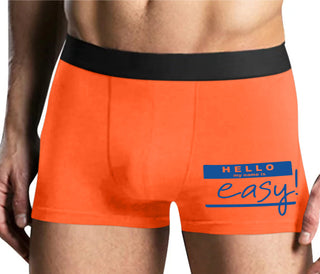 Hello My Name Is Easy - Mens Orange Boxer Brief