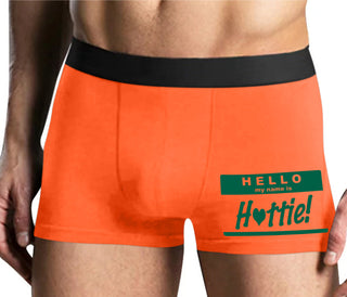 Hello My Name Is Hottie - Mens Orange Boxer Brief