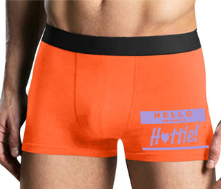 Hello My Name Is Hottie - Mens Orange Boxer Brief
