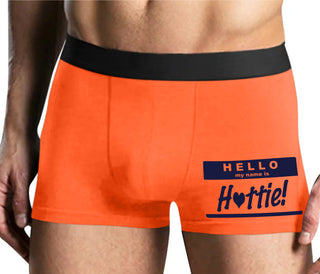 Hello My Name Is Hottie - Mens Orange Boxer Brief